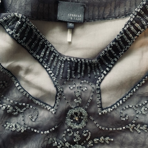 Sparkle & Fade grey beaded sheer dress - Art Deco - Picture 3 of 6